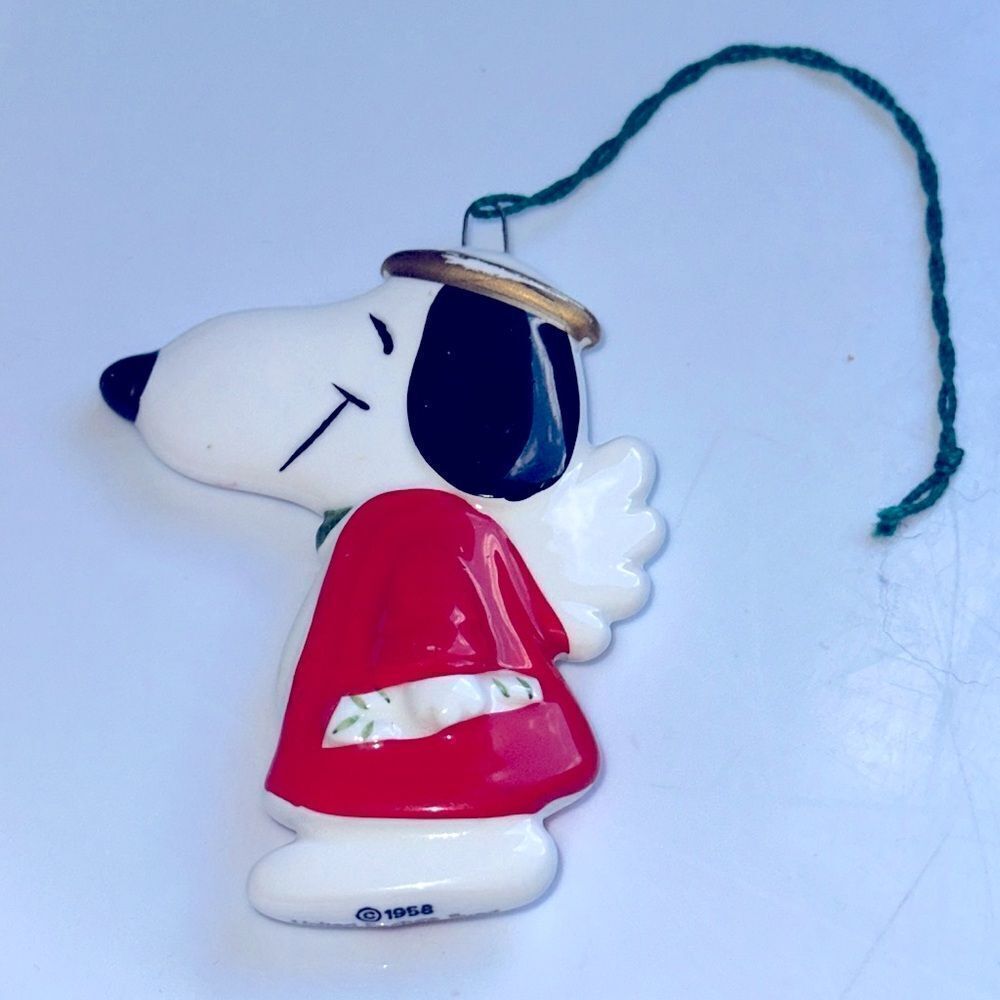 Vintage Snoopy as an Angel ceramic Christmas tree ornament